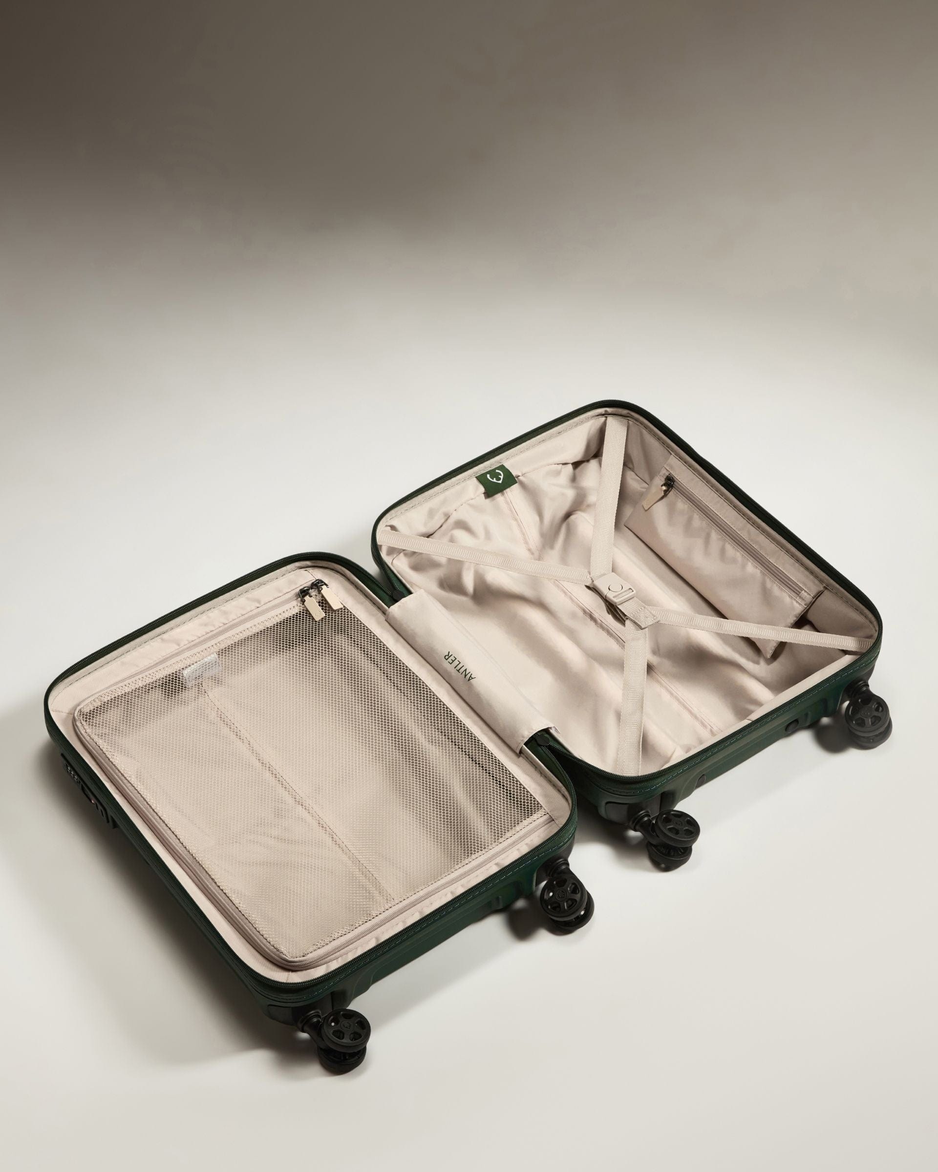 Antler Luggage -  Cabin Suitcase in Antler Green - Single Stripe - Hard Suitcase Cabin Suitcase in Green - Single Stripe | Cabin Bag & Hard Luggage