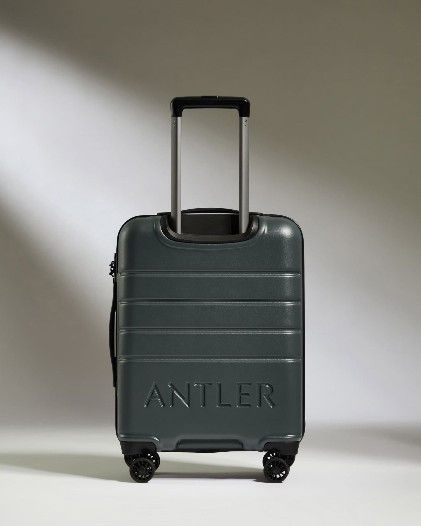 Antler Luggage -  Cabin Suitcase in Granite Grey - Logo - Hard Suitcases Cabin Suitcase in Grey - Logo | Lightweight Hard Shell Luggage