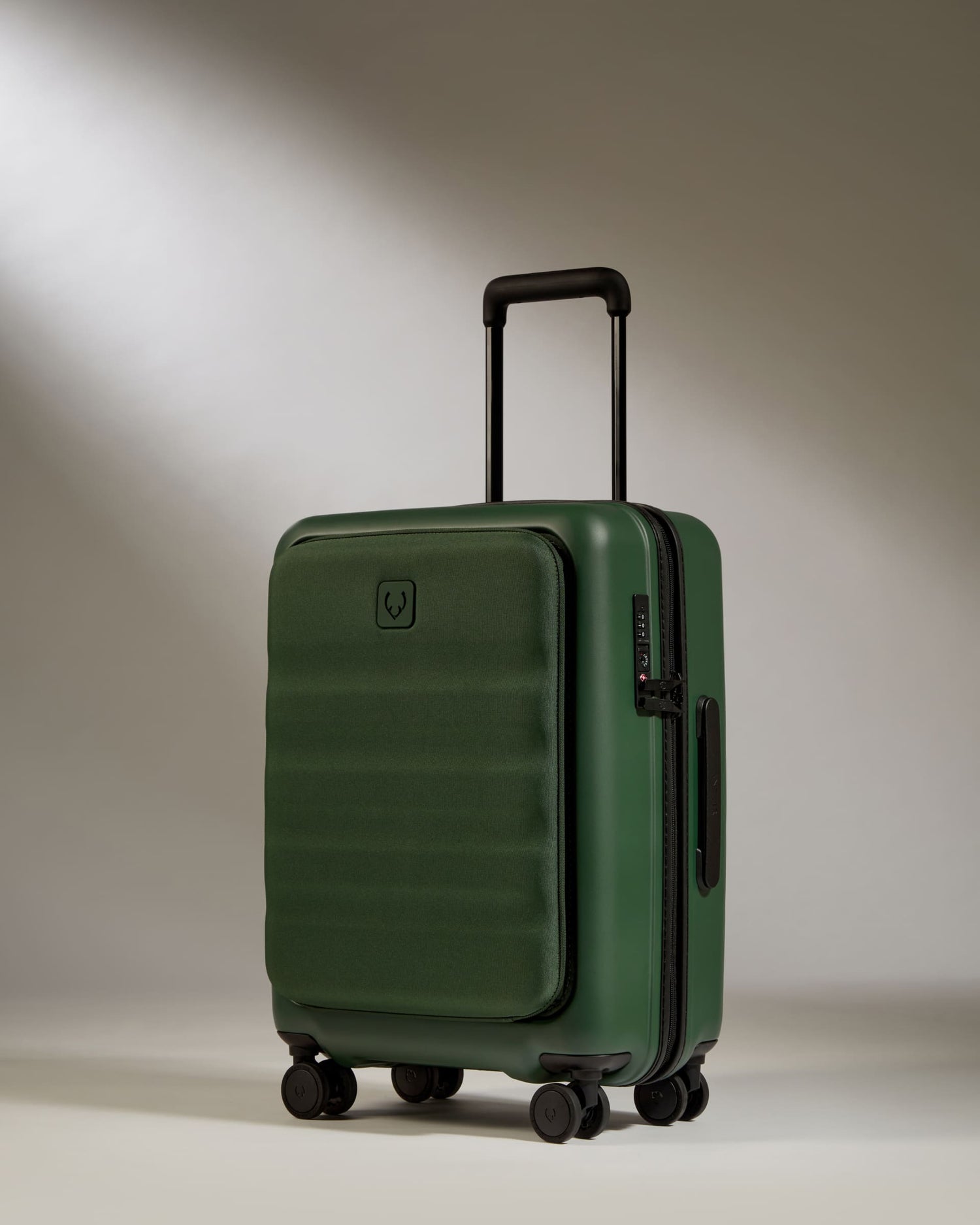 Antler Luggage -  Cabin with Pocket Suitcase in Antler Green - Icon Stripe - Hard Suitcase Cabin with Pocket Suitcase in Green - Icon Stripe | Hard Suitcase