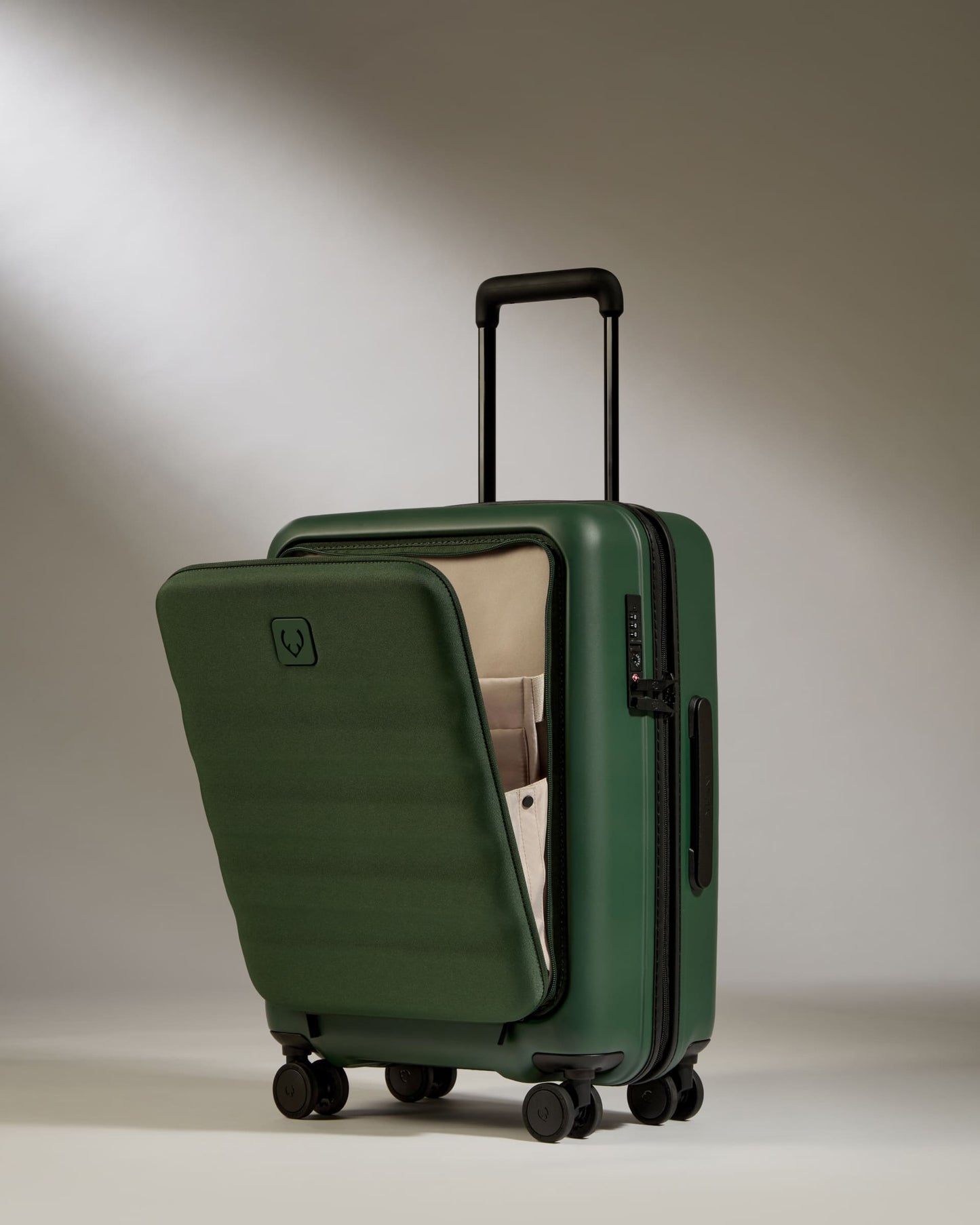 Antler Luggage -  Cabin with Pocket Suitcase in Antler Green - Icon Stripe - Hard Suitcase Cabin with Pocket Suitcase in Green - Icon Stripe | Hard Suitcase