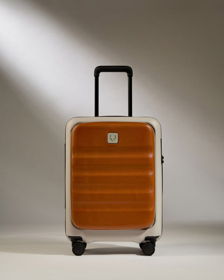 Antler Luggage -  Cabin with Pocket Suitcase in Tan Leather - 1914 Collection - Hard Suitcase Cabin with Pocket Suitcase in Tan Leather - 1914 Collection | Lightweight & Hard Shell Suitcase