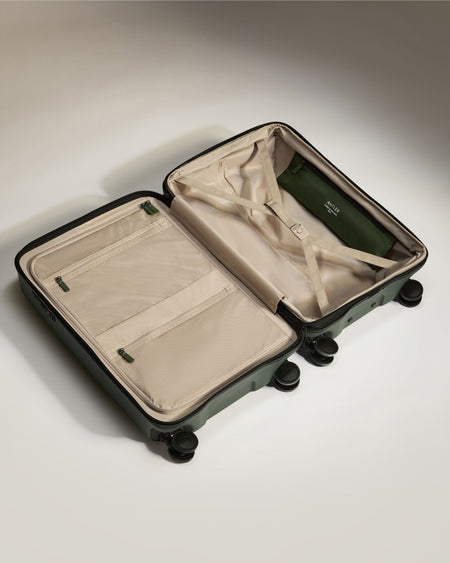 Antler Luggage -  Icon Stripe Medium in Antler Green - Hard Suitcase Icon Stripe Medium Suitcase in Green | Lightweight & Hard Shell Suitcase