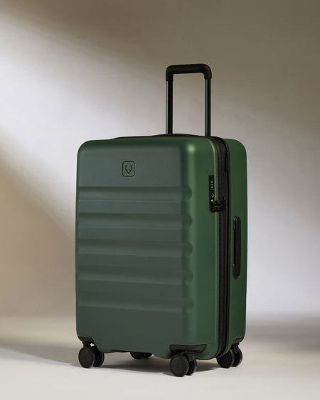 Antler Luggage -  Icon Stripe Medium in Antler Green - Hard Suitcase Icon Stripe Medium Suitcase in Green | Lightweight & Hard Shell Suitcase