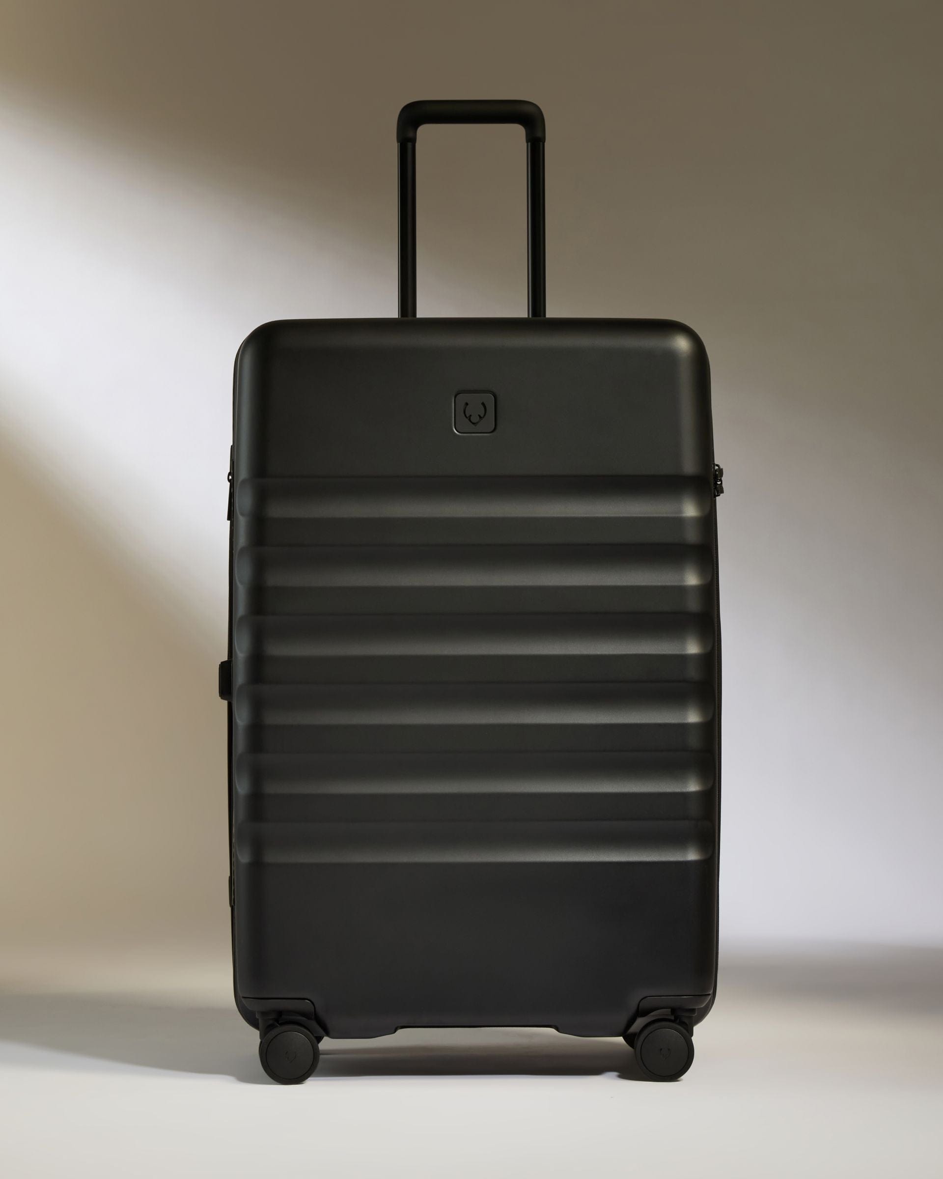 Antler Luggage -  Icon Stripe Set with Biggest Cabin in Black - Hard Suitcase Icon Stripe Set with Biggest Cabin in Black | Lightweight & Hard Shell Suitcase