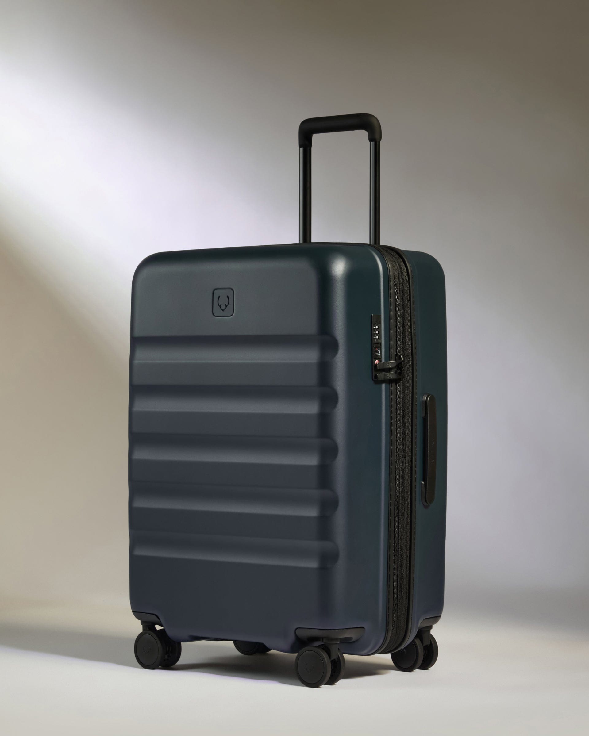 Antler Luggage -  Icon Stripe Set with Biggest Cabin in Indigo Blue - Hard Suitcase Icon Stripe Set with Biggest Cabin in Blue | Lightweight & Hard Shell Suitcase