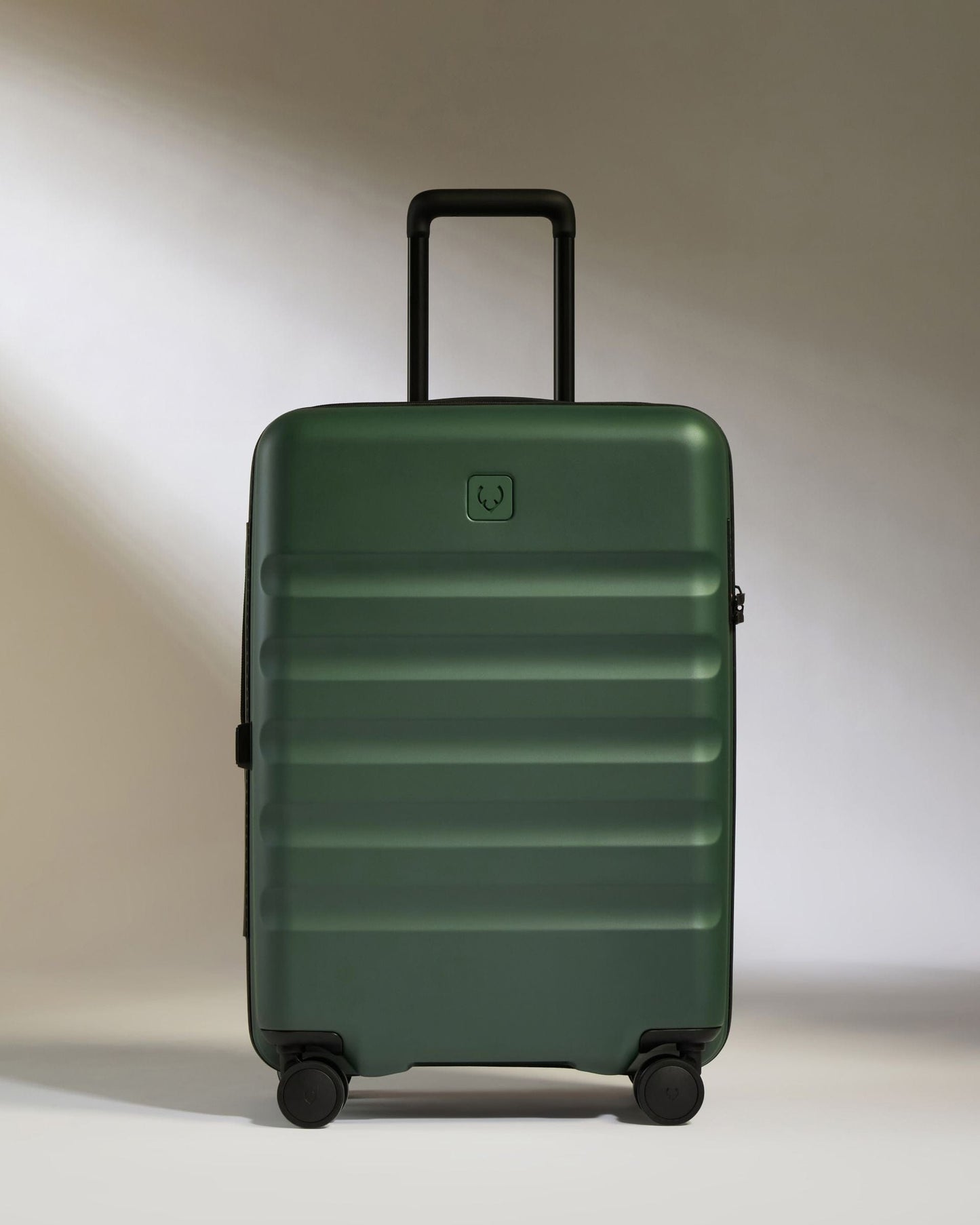 Antler Luggage -  Icon Stripe Set with Expander Cabin in Antler Green - Hard Suitcase Icon Stripe Set with Expander Cabin in Green | Lightweight & Hard Shell Suitcase