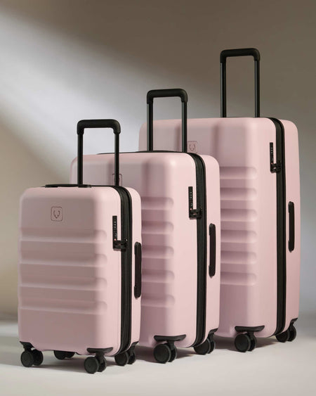 Antler Luggage -  Icon Stripe Set with Expander Cabin in Moorland Pink - Hard Suitcase Icon Stripe Set with Expander Cabin in Pink | Lightweight & Hard Shell Suitcase