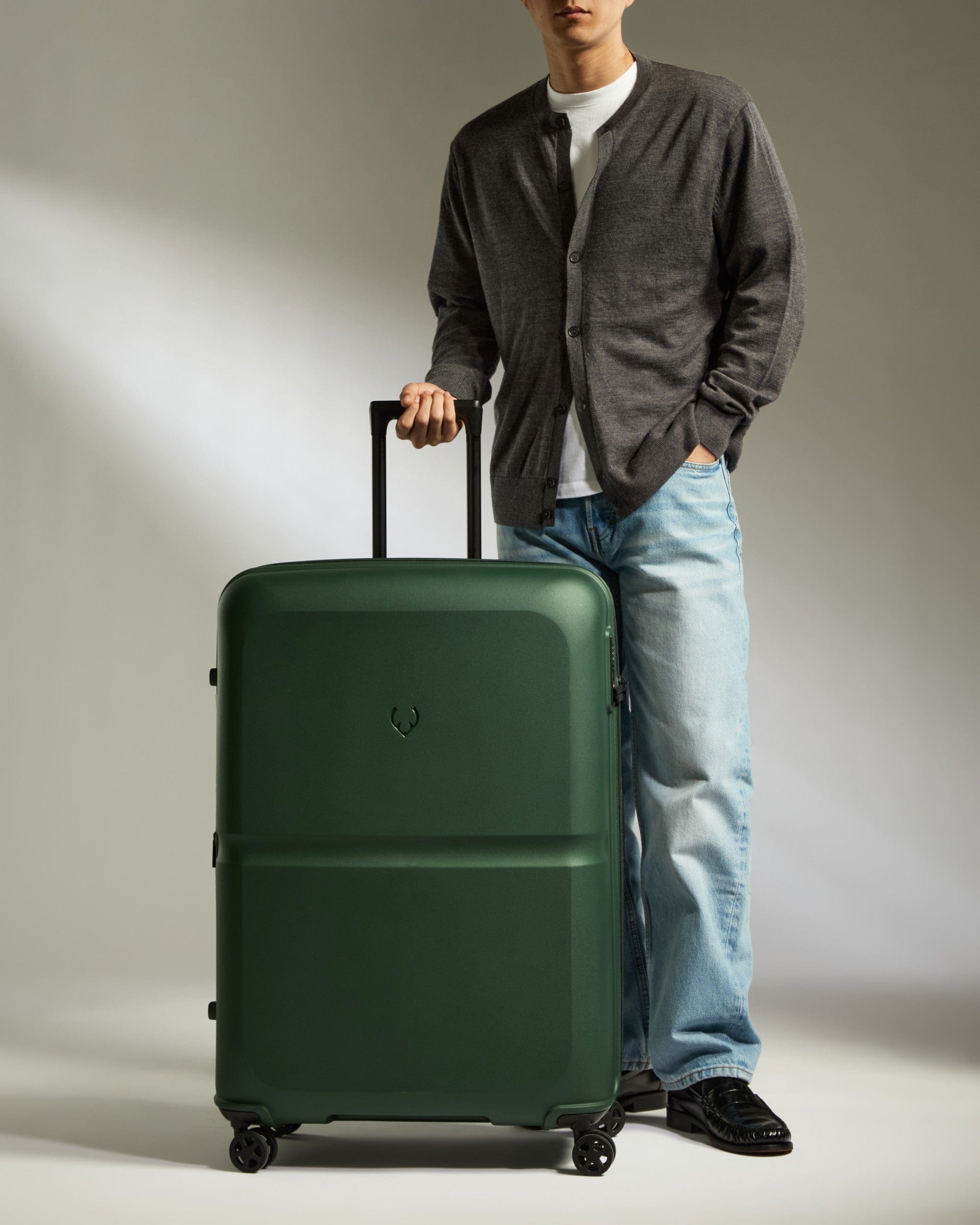 Antler Luggage -  Large Suitcase in Antler Green - Single Stripe - Hard Suitcase Large Suitcase in Green - Single Stripe | Checked Luggage & Large Suitcases