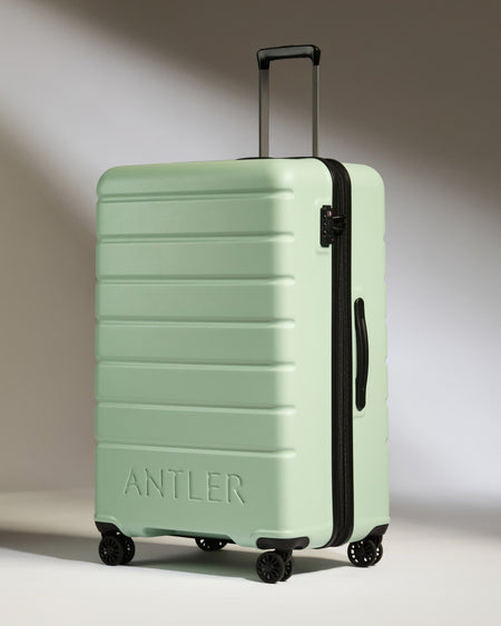 Antler Luggage -  Large Suitcase in Aspen Green - Logo - Hard Suitcases Large Suitcase in Light Green - Logo | Lightweight Hard Shell Luggage