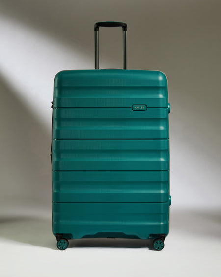 Antler Luggage -  Large Suitcase in Deep Teal - Lincoln - Hard Suitcases Large Suitcase in Blue (Deep Teal) - Lincoln | Hard Suitcase | Antler UK