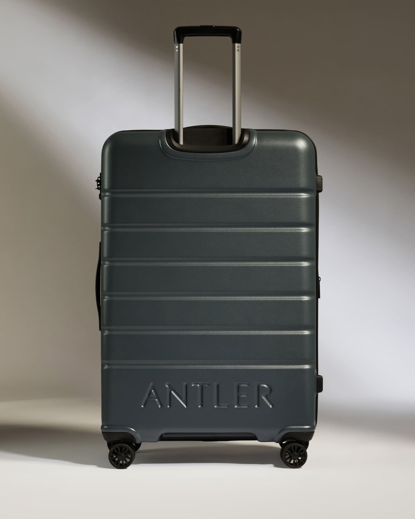 Antler Luggage -  Large Suitcase in Granite Grey - Logo - Hard Suitcases Large Suitcase in Grey - Logo | Lightweight Hard Shell Luggage