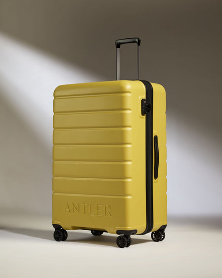 Antler Luggage -  Large Suitcase in Mustard Yellow - Logo - Hard Suitcases Large Suitcase Yellow - Logo | Lightweight Hard Shell Luggage