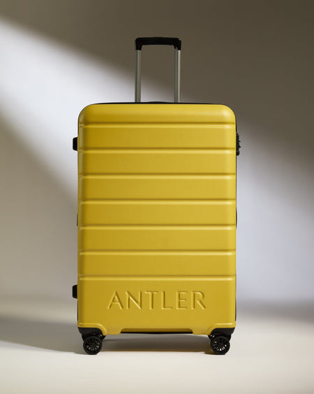 Antler Luggage -  Large Suitcase in Mustard Yellow - Logo - Hard Suitcases Large Suitcase Yellow - Logo | Lightweight Hard Shell Luggage