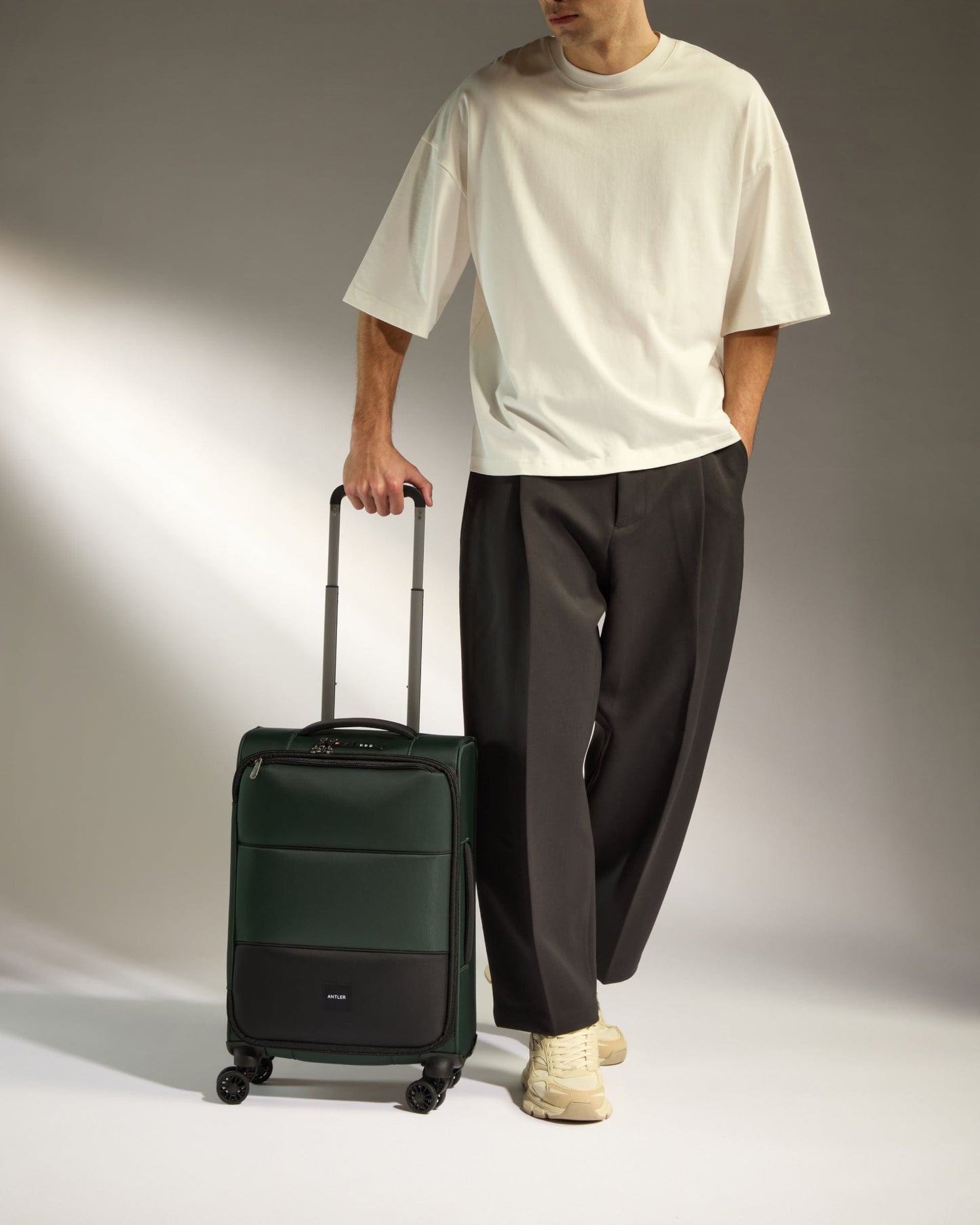 Antler Luggage -  Lightest Cabin Suitcase in Antler Green - Soft Stripe - Soft Suitcase Lightest Cabin Suitcase in Antler Green - Soft Stripe | Soft Suitcase | Cabin Bag