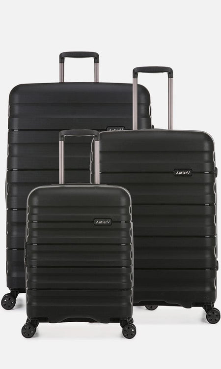 Antler Luggage -  Lincoln set in black - Hard Suitcases Lincoln 3 Piece Suitcase Set Black | Hard Suitcase