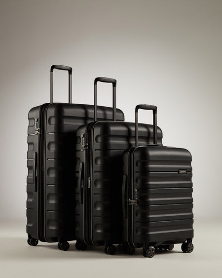 Antler Luggage -  Lincoln set in black - Hard Suitcases Lincoln 3 Piece Suitcase Set Black | Hard Suitcase