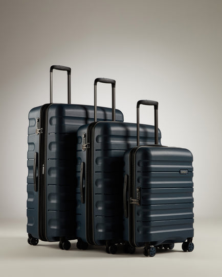 Antler Luggage -  Lincoln set in navy - Hard Suitcases Lincoln 3 Piece Suitcase Set Navy | Hard Suitcase