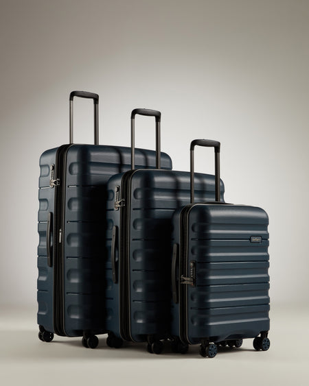 Antler Luggage -  Lincoln set in navy - Hard Suitcases Lincoln 3 Piece Suitcase Set Navy | Hard Suitcase