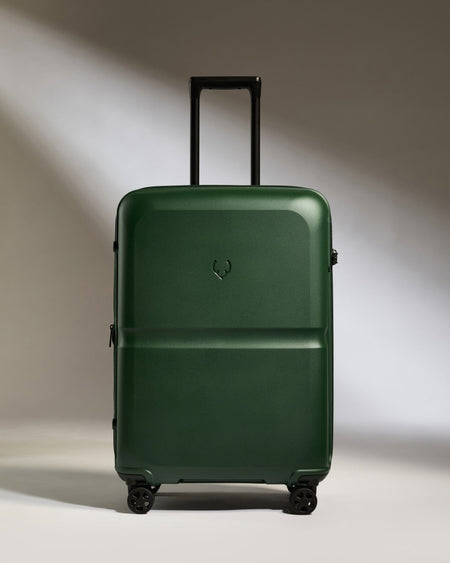 Antler Luggage -  Medium Suitcase in Antler Green - Single Stripe - Hard Suitcase Medium Suitcase in Green - Single Stripe | Check Luggage