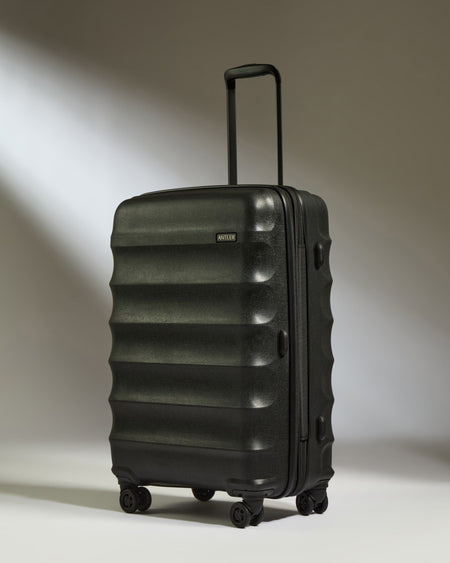 Antler Luggage -  Medium Suitcase in Black - Juno - Hard Suitcase Medium Suitcase in Black - Juno | Checked Luggage & Medium Suitcases