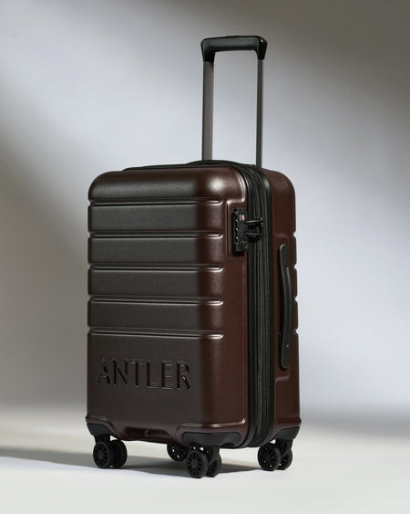 Antler Luggage -  Medium Suitcase in Cedar Brown - Logo - Hard Suitcases Medium Suitcase in Cedar Brown - Logo | Lightweight Hard Shell Luggage