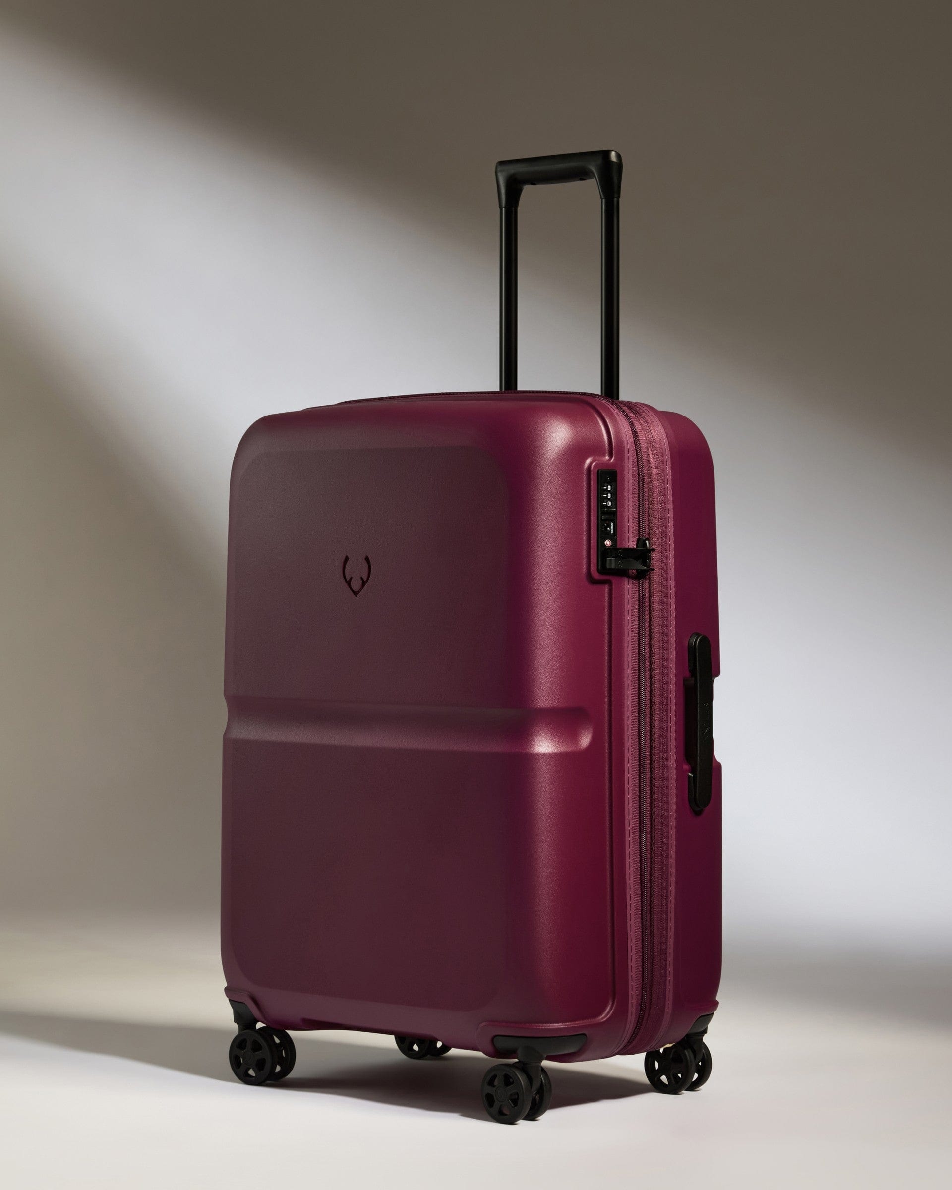 Antler Luggage -  Medium Suitcase in Heather Purple - Single Stripe - Hard Suitcase Medium Suitcase in Purple - Single Stripe | Check Luggage