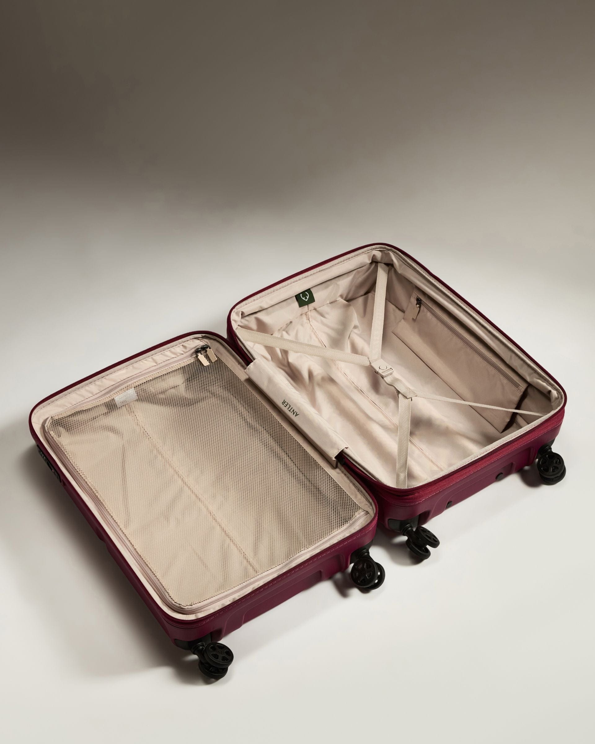 Antler Luggage -  Medium Suitcase in Heather Purple - Single Stripe - Hard Suitcase Medium Suitcase in Purple - Single Stripe | Check Luggage