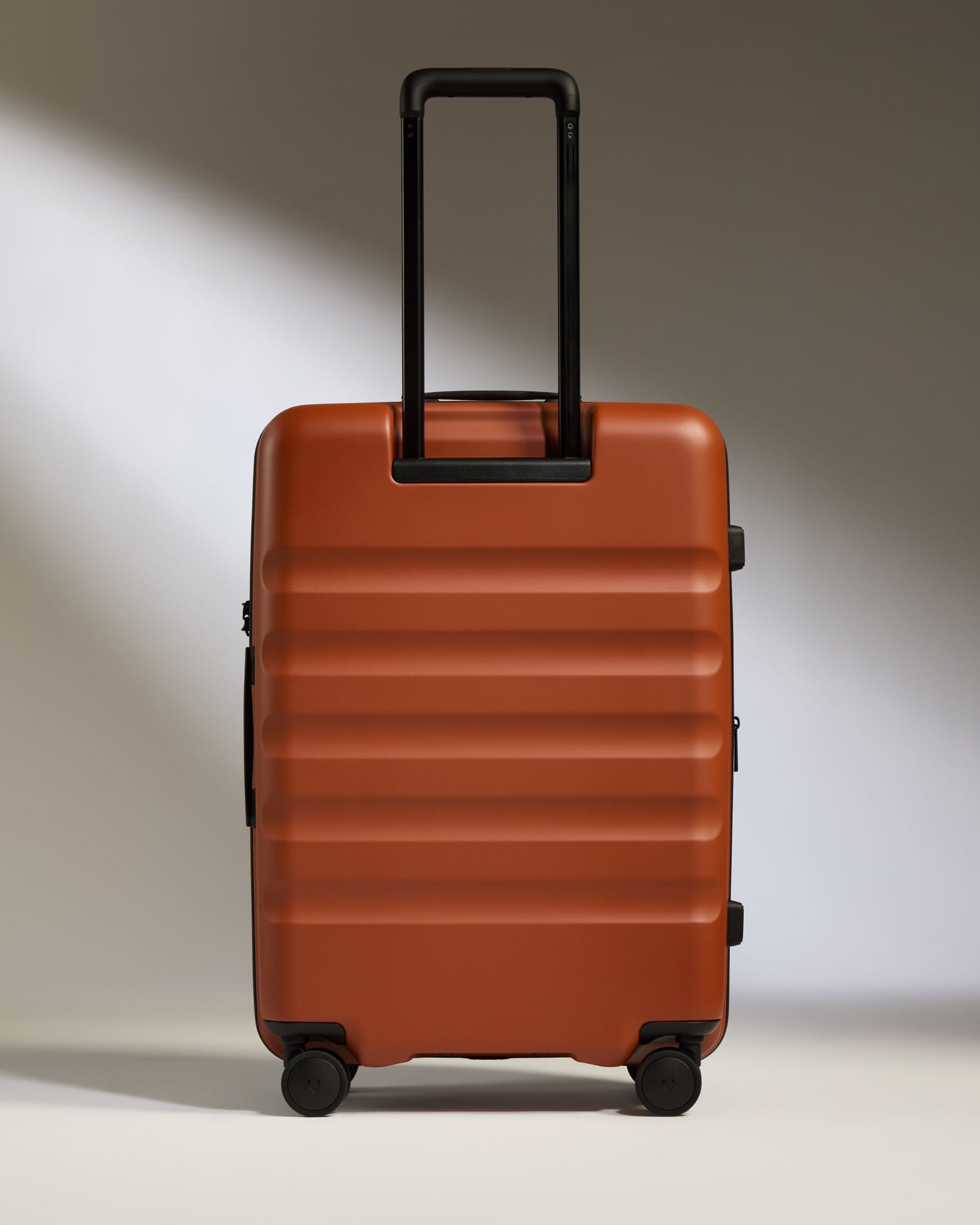 Antler Luggage -  Medium Suitcase in Maple Red - Icon Stripe - Hard Suitcase Icon Stripe Medium Suitcase in Red | Lightweight & Hard Shell Suitcase