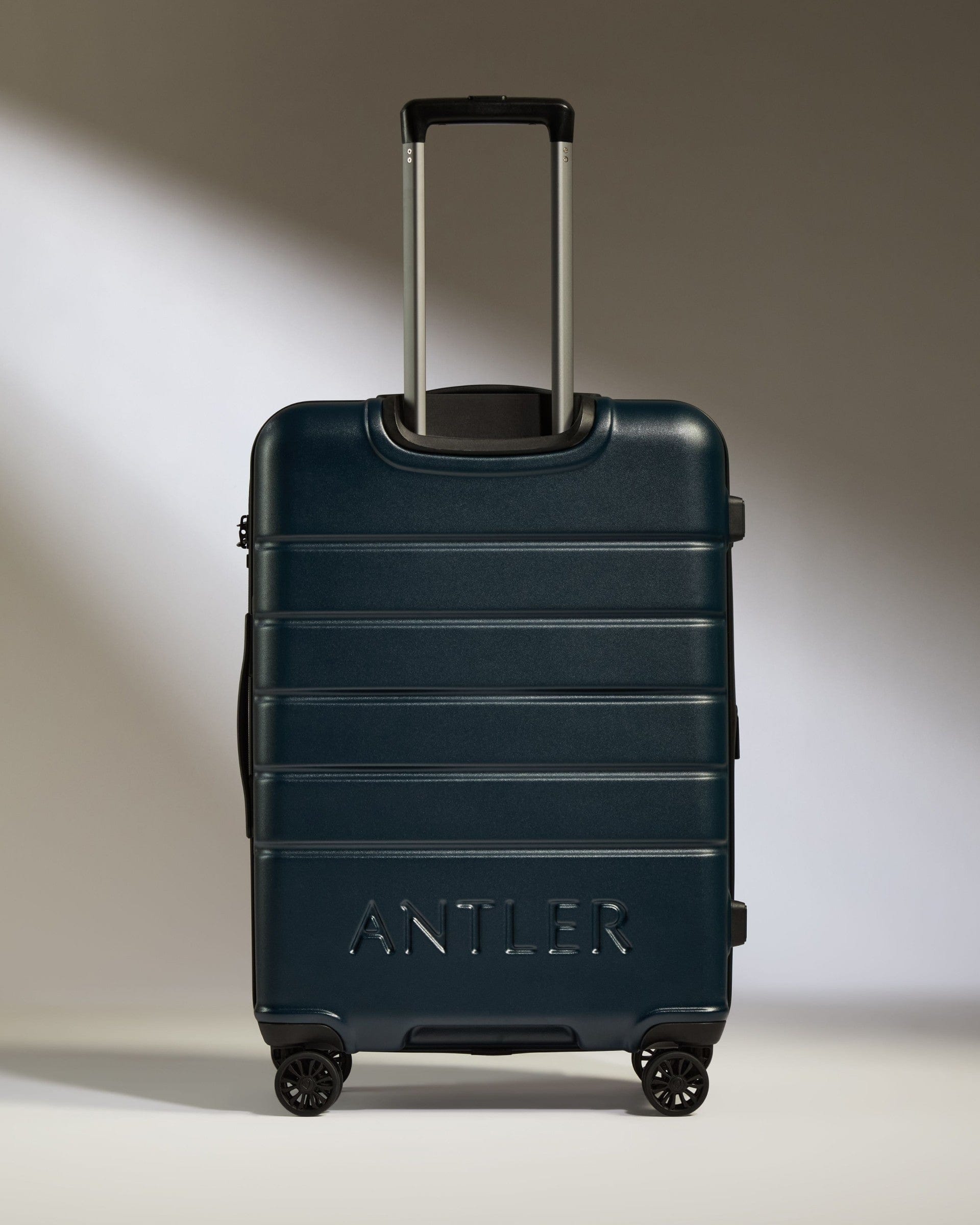 Antler Luggage -  Medium Suitcase in Midnight Blue - Logo - Hard Suitcases Medium Suitcase Midnight Blue - Logo | Lightweight Hard Shell Luggage