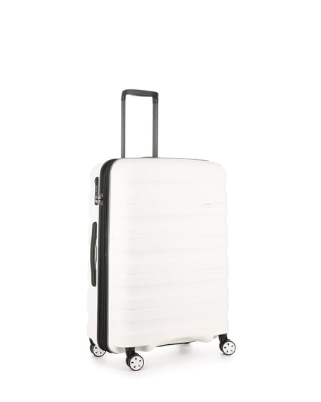 Antler Luggage -  Medium Suitcase in White - Lincoln - Hard Suitcases Medium Suitcase in White - Lincoln | Hard Suitcase | Antler UK