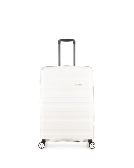 Antler Luggage -  Medium Suitcase in White - Lincoln - Hard Suitcases Medium Suitcase in White - Lincoln | Hard Suitcase | Antler UK