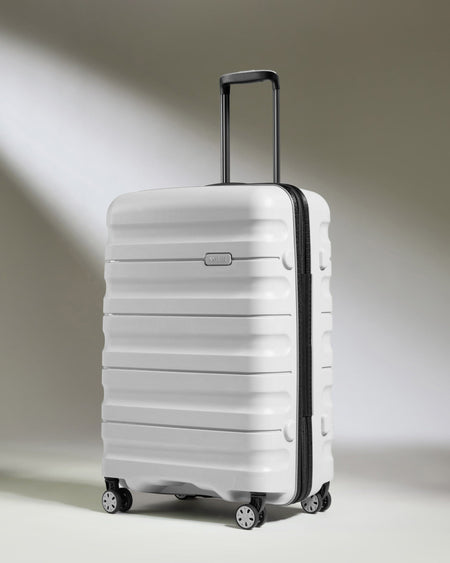 Antler Luggage -  Medium Suitcase in White - Lincoln - Hard Suitcases Medium Suitcase in White - Lincoln | Hard Suitcase | Antler UK