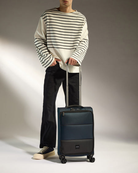 Antler Luggage -  Soft Stripe Cabin in Indigo - Soft Suitcase Soft Stripe Cabin in Indigo | Soft Suitcase | Cabin Bag