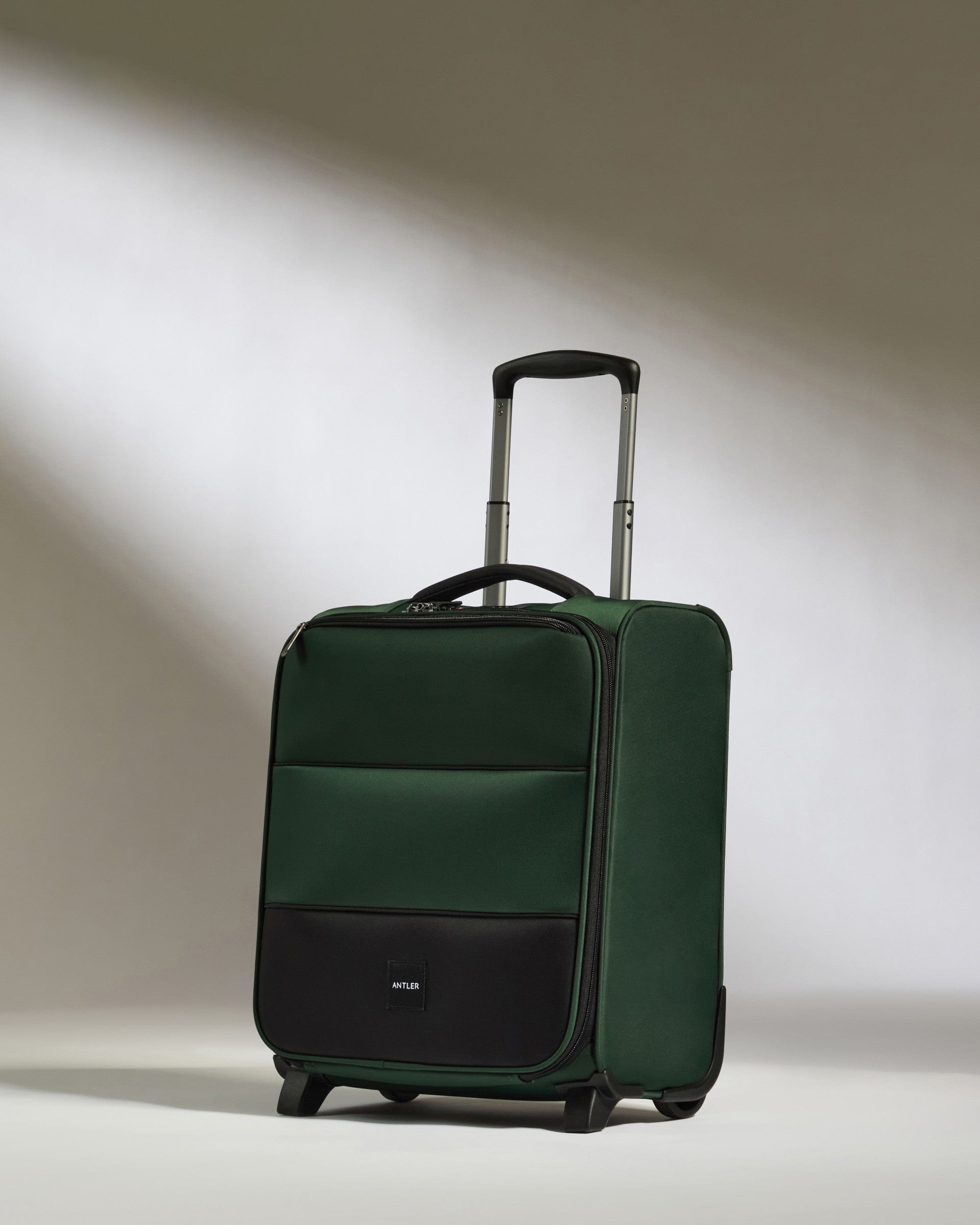 Antler Luggage -  Soft Stripe Underseat in Antler Green - Underseat Suitcase 45x35x20cm Underseat Cabin in Green | EasyJet Approved | Soft Shell Underseat Luggage