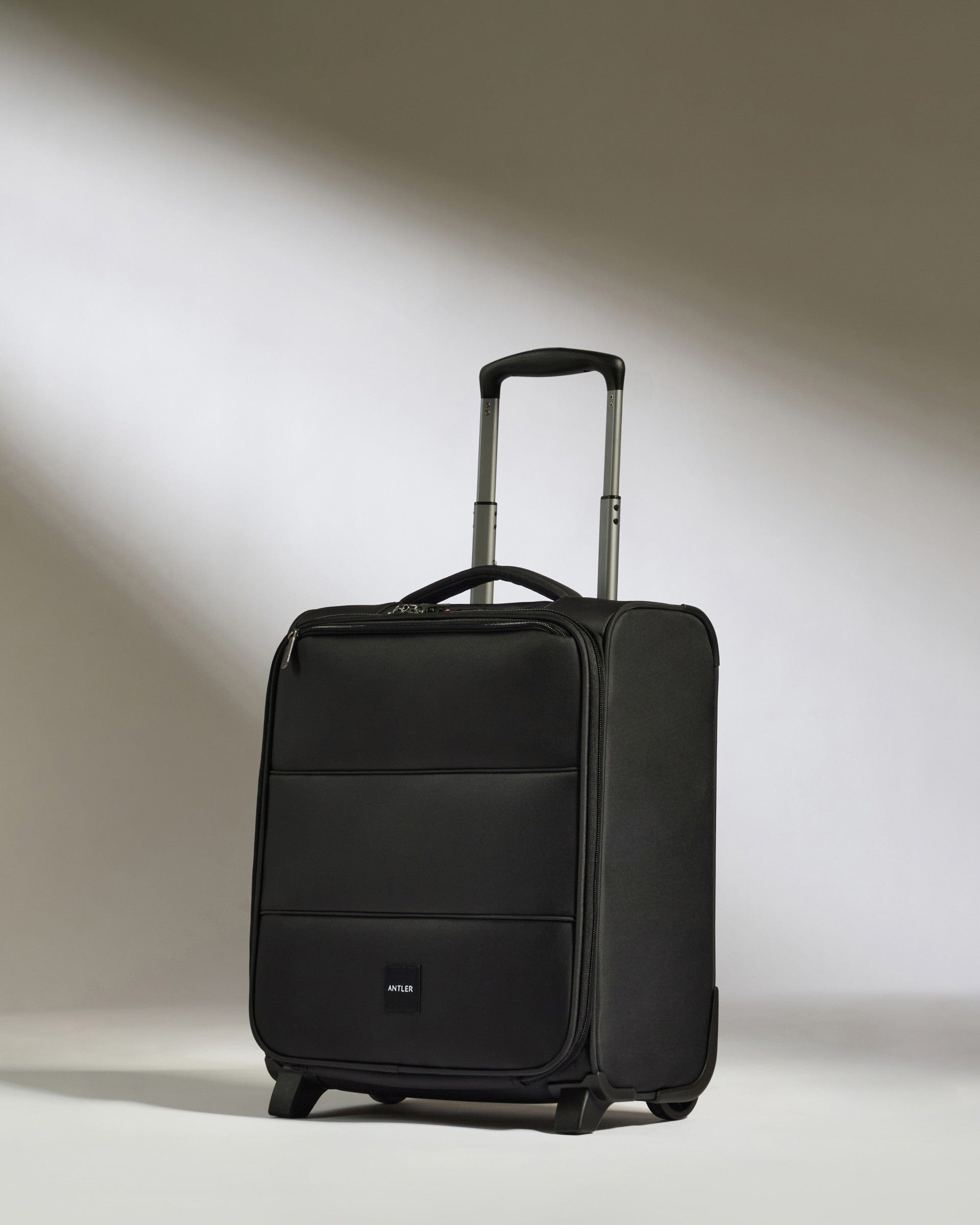 Antler Luggage -  Soft Stripe Underseat in Black - Underseat Suitcase 45x35x20cm Underseat Cabin in Black | EasyJet Approved | Soft Shell Underseat Luggage