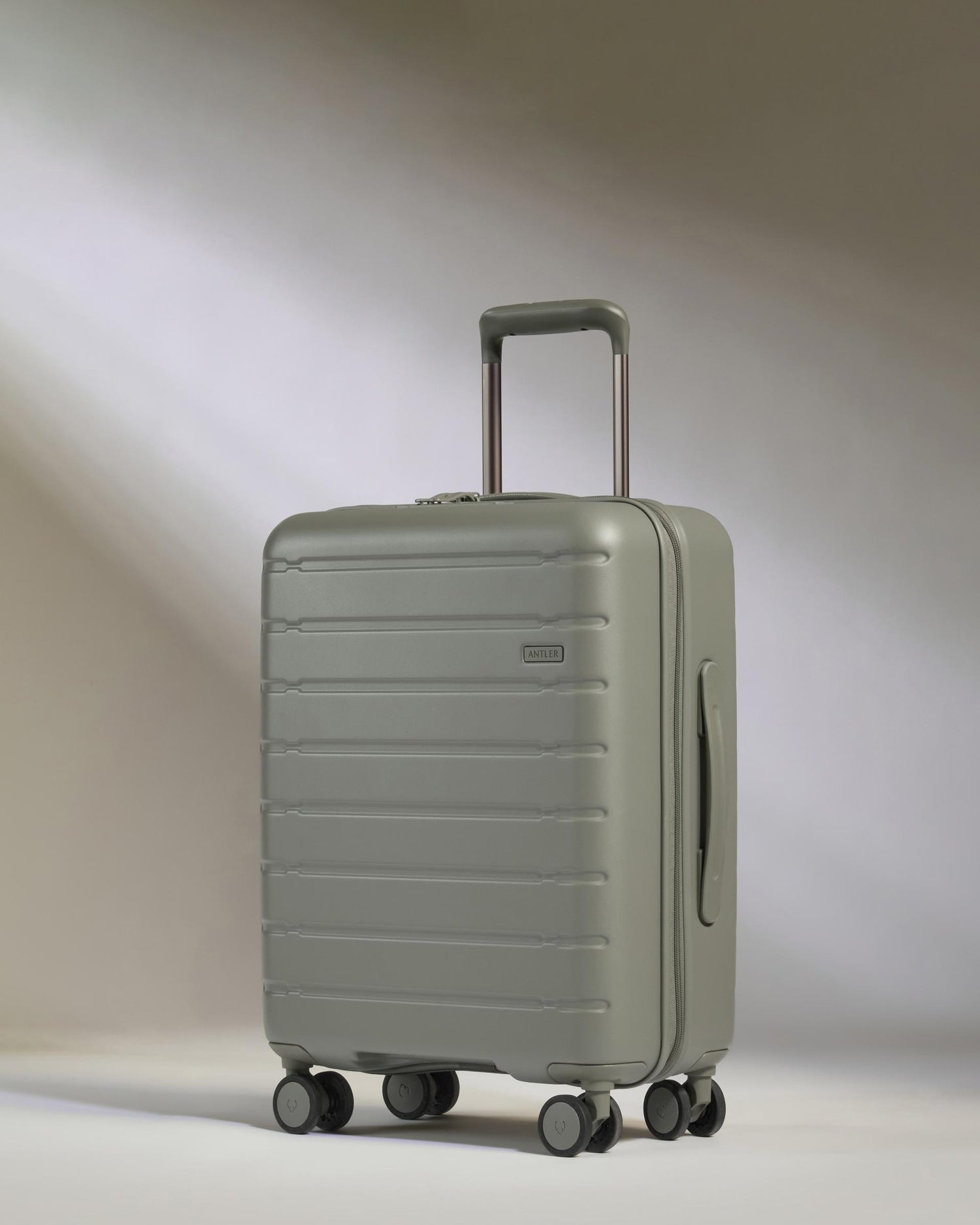 Antler Luggage -  Stamford 2.0 cabin in field green - Hard Suitcases Stamford 2.0 Cabin Suitcase Green | Hard Luggage | Antler UK